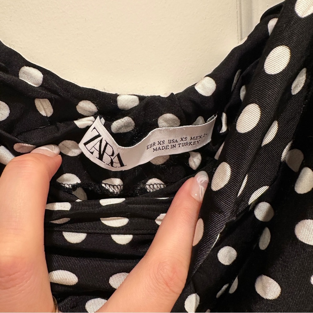 Zara Black Polka Dot Camisole Slip Dress - Picture 3 of 5